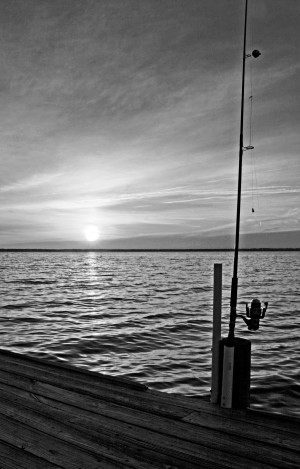 BW Fishing Pole Sunset